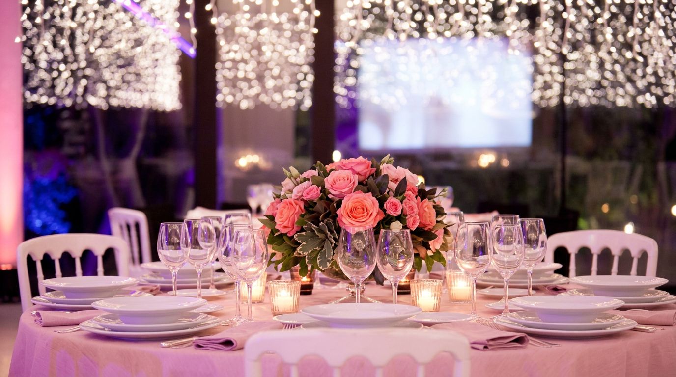 Mesa de banquete decorada
